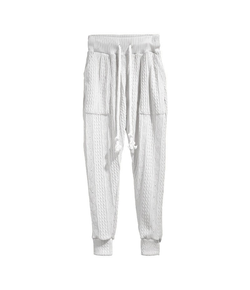 Men Fashion Casual Basic Versatile Solid Color Rib-Knit Jogger Pants