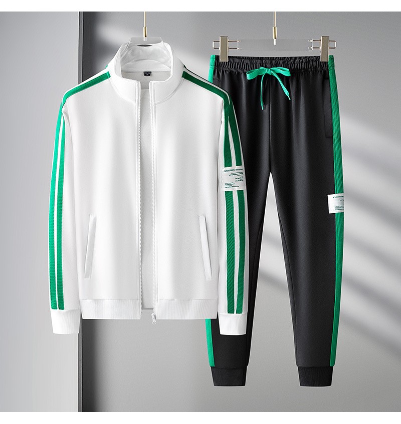 Autumn Spring Men Sports Casual Long Sleeve Cardigan Zipper Sweatshirt Sweatpants Two-Piece Set