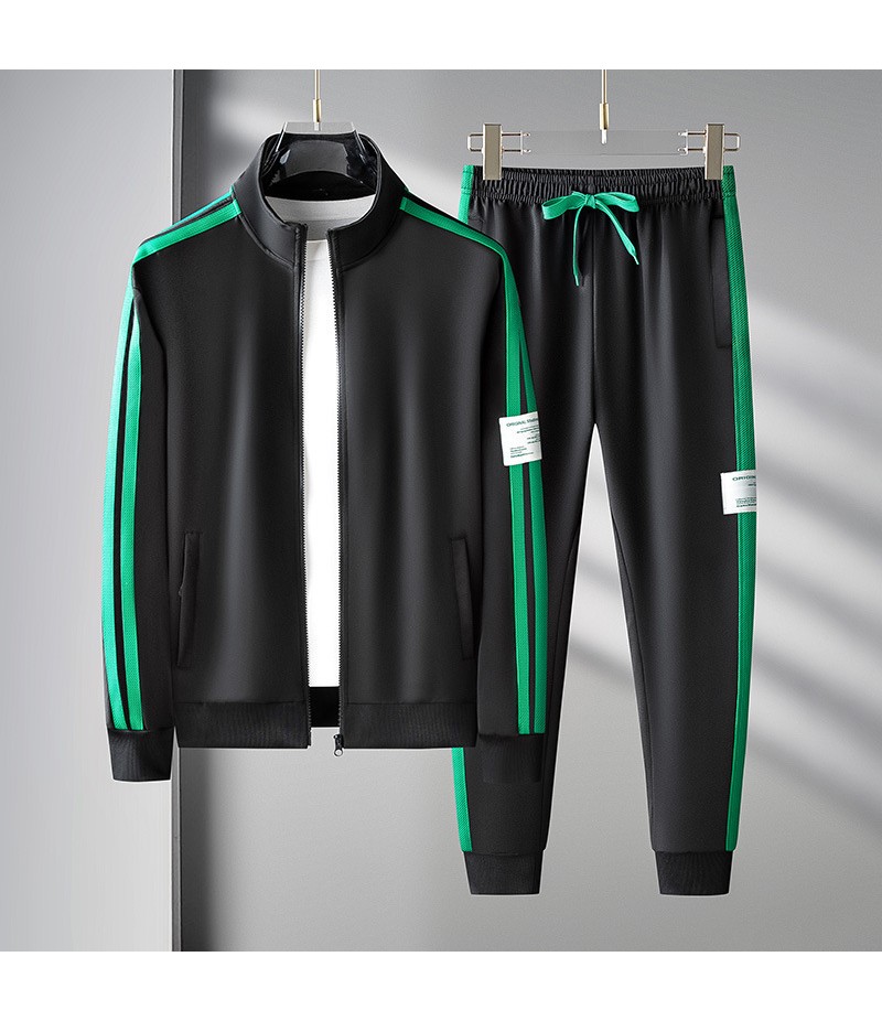 Autumn Spring Men Sports Casual Long Sleeve Cardigan Zipper Sweatshirt Sweatpants Two-Piece Set