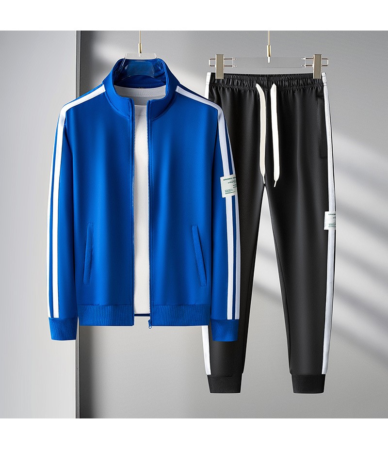 Autumn Spring Men Sports Casual Long Sleeve Cardigan Zipper Sweatshirt Sweatpants Two-Piece Set