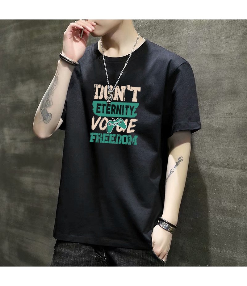 Men Fashion Letter Printed Short-Sleeved T-Shirt