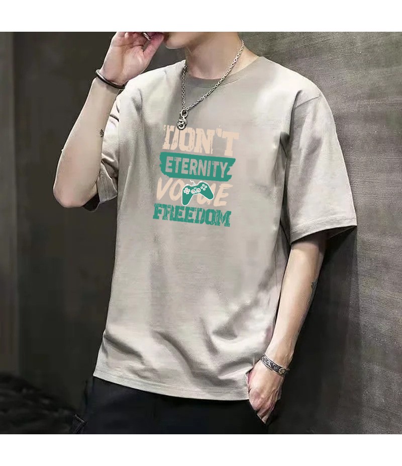 Men Fashion Letter Printed Short-Sleeved T-Shirt