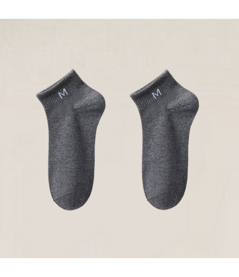 Men Spring And Summer Casual Sports Letter Solid Color Ankle Socks