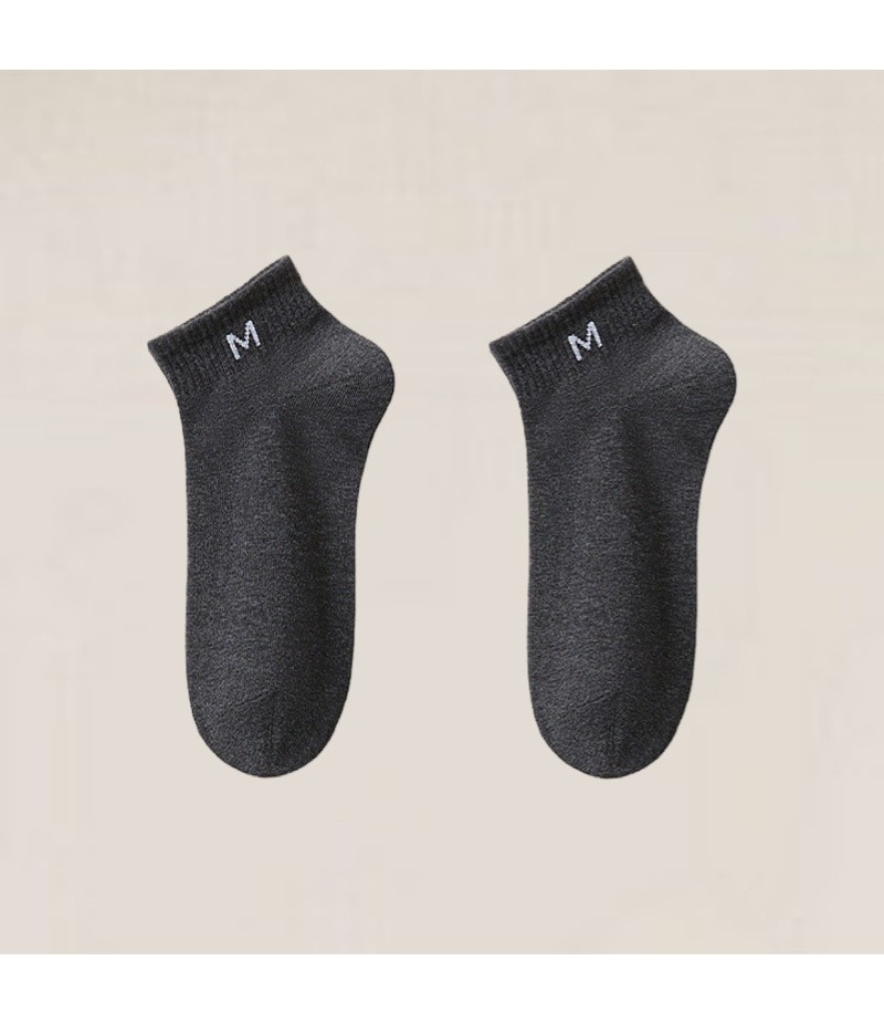 Men Spring And Summer Casual Sports Letter Solid Color Ankle Socks