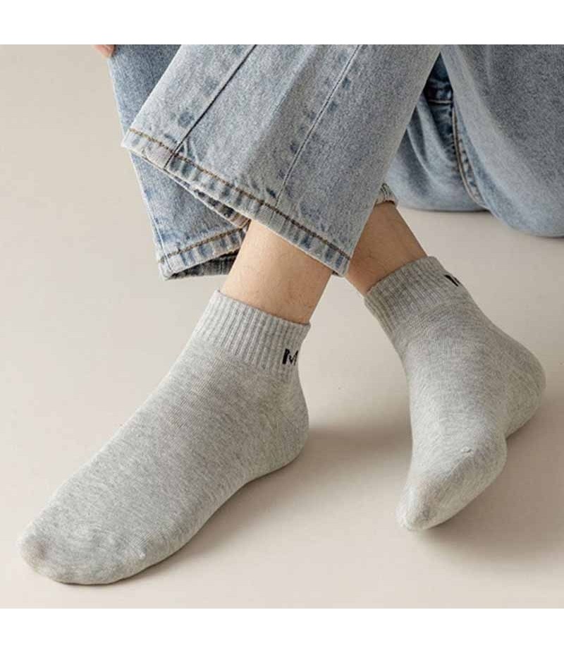 Men Spring And Summer Casual Sports Letter Solid Color Ankle Socks