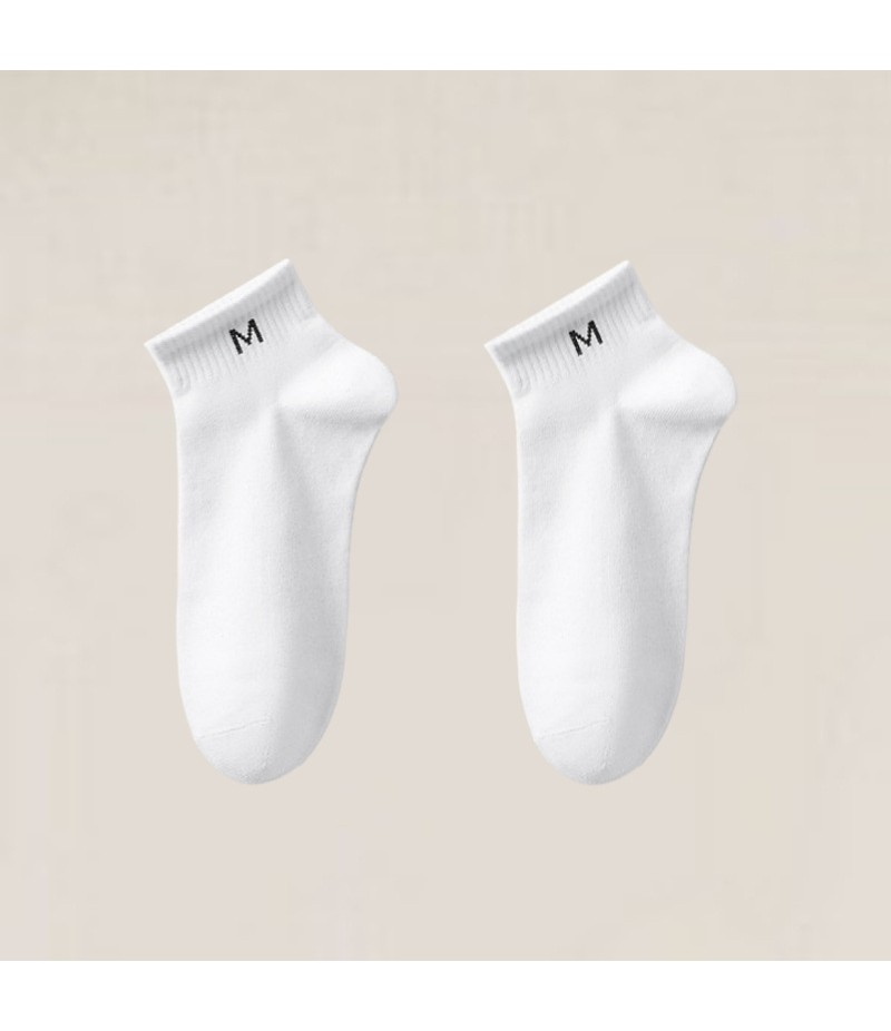 Men Spring And Summer Casual Sports Letter Solid Color Ankle Socks