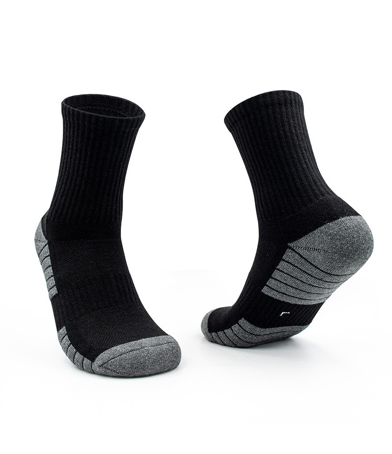 Men Simple Thick Towel Bottom Cotton Sweat-Absorbent Sports Socks 5 Pairs-Bag