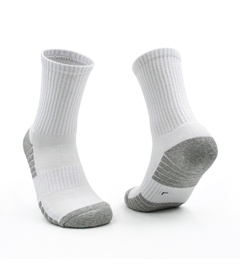 Men Simple Thick Towel Bottom Cotton Sweat-Absorbent Sports Socks 5 Pairs-Bag