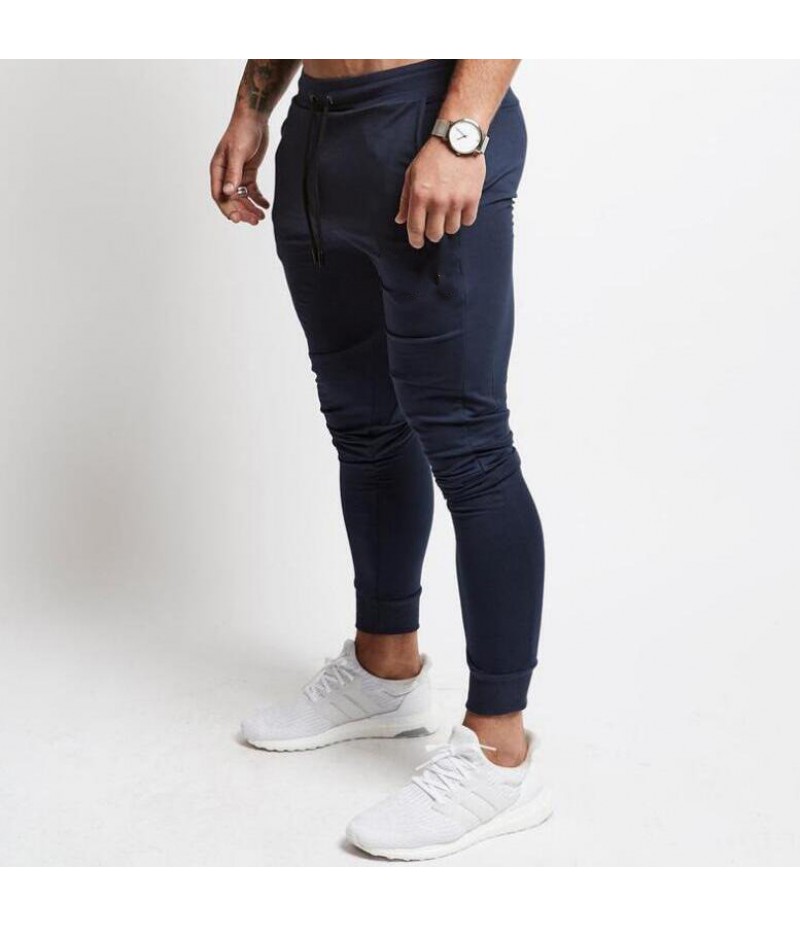 Men Fashion Casual Athleisure Stripe Solid Color Drawstring Waist Jogger Pants