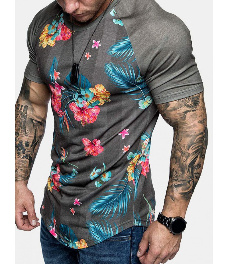 Men Fashion Casual 3D Print Plus Size Short Sleeve Round Neck T-Shirt