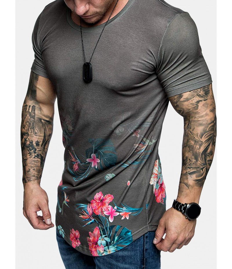 Men Fashion Casual 3D Print Plus Size Short Sleeve Round Neck T-Shirt