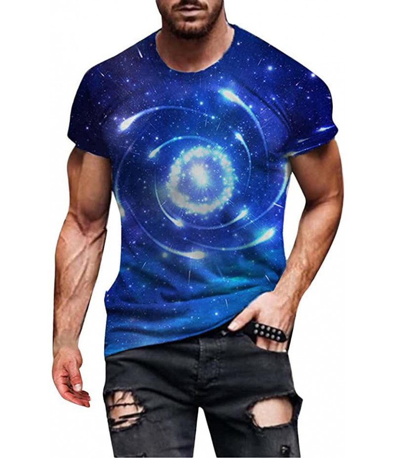 Men Fashion Casual 3D Print Plus Size Short Sleeve Round Neck T-Shirt