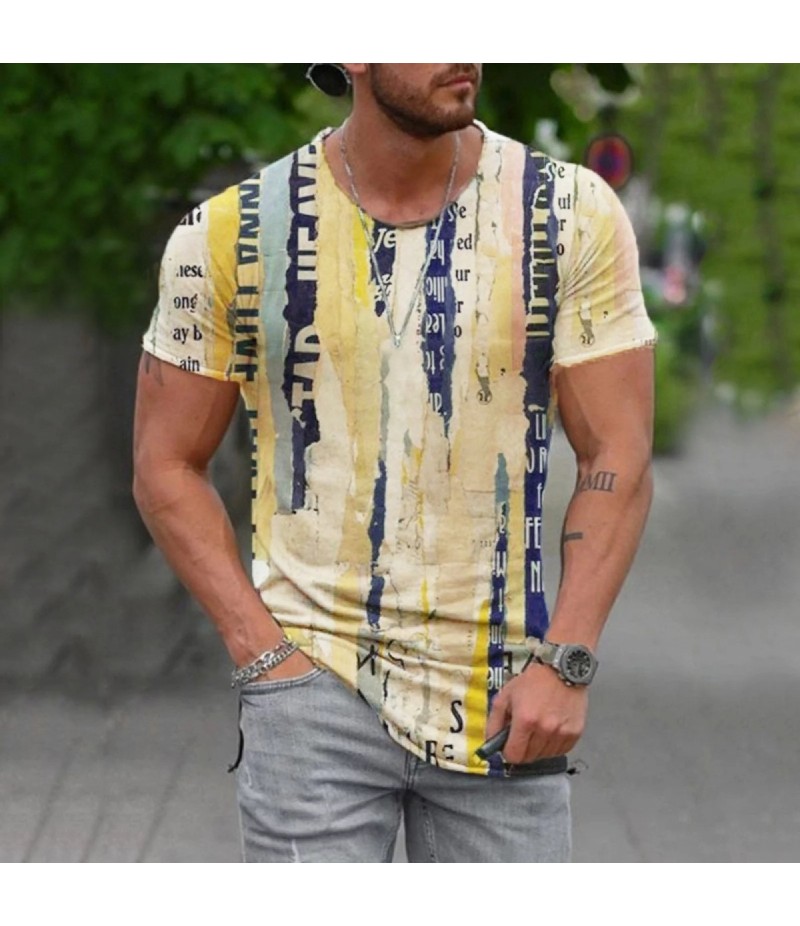 Men Fashion Casual 3D Print Plus Size Short Sleeve Round Neck T-Shirt