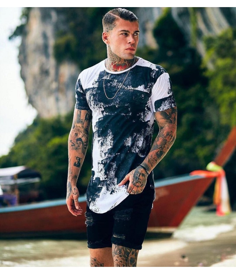 Men Fashion Casual 3D Print Plus Size Short Sleeve Round Neck T-Shirt