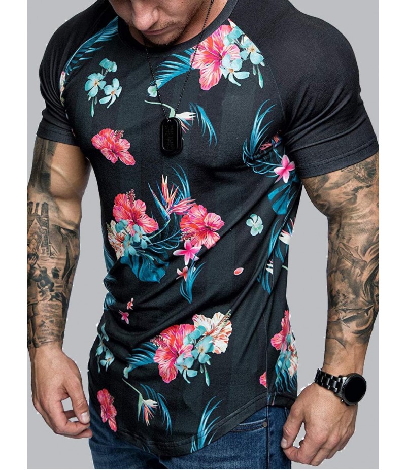 Men Fashion Casual 3D Print Plus Size Short Sleeve Round Neck T-Shirt