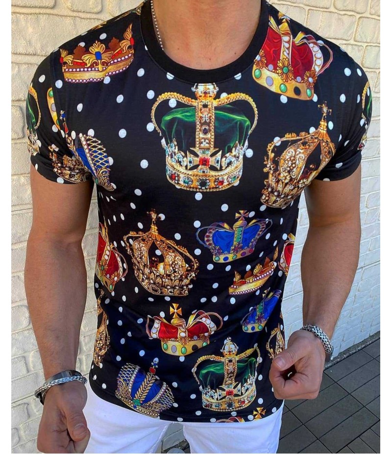 Men Fashion Casual 3D Print Plus Size Short Sleeve Round Neck T-Shirt