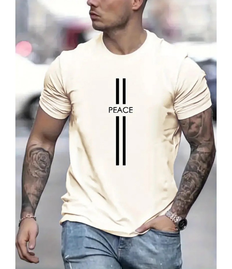 Men Fashion Casual Independence Day Print Plus Size Short Sleeve T-Shirt