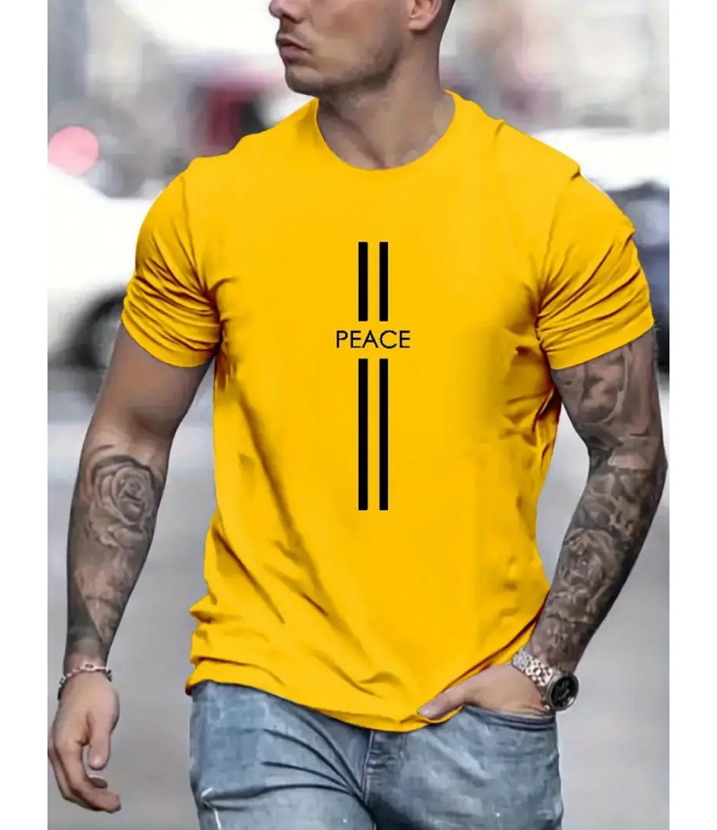 Men Fashion Casual Independence Day Print Plus Size Short Sleeve T-Shirt