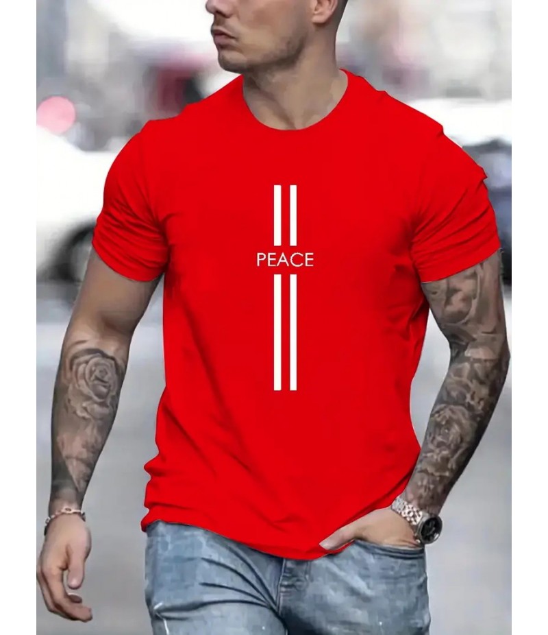 Men Fashion Casual Independence Day Print Plus Size Short Sleeve T-Shirt