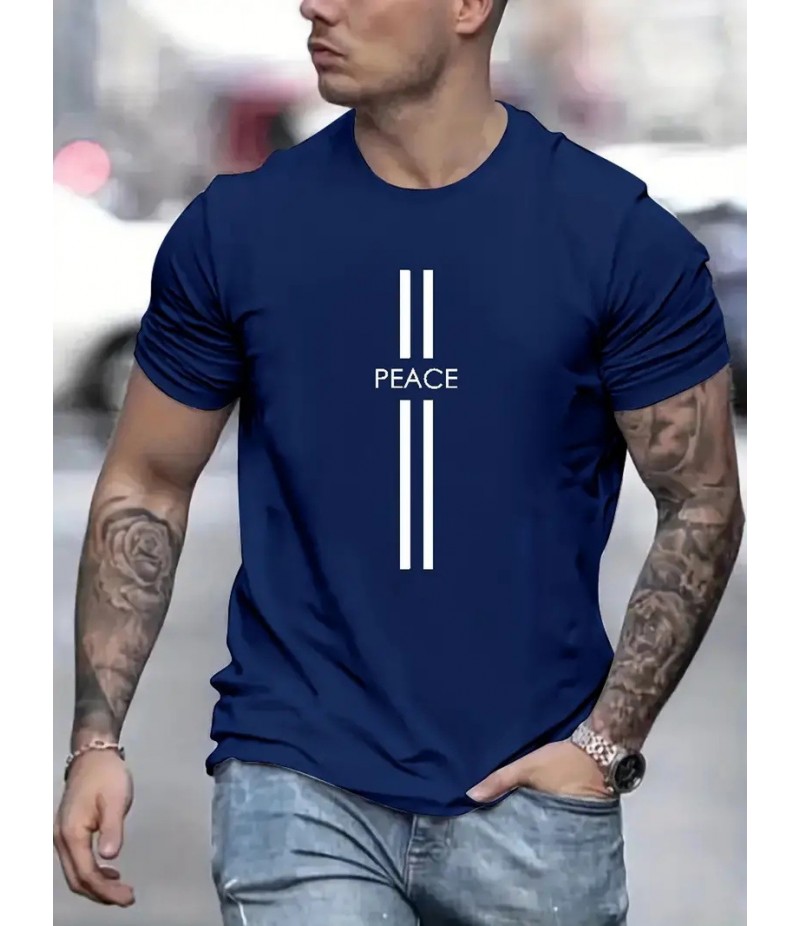 Men Fashion Casual Independence Day Print Plus Size Short Sleeve T-Shirt