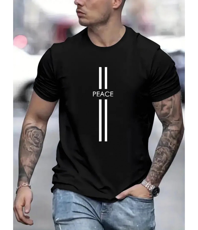 Men Fashion Casual Independence Day Print Plus Size Short Sleeve T-Shirt