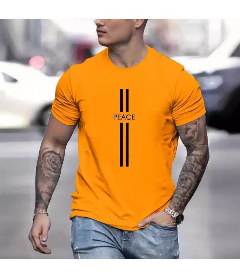 Men Fashion Casual Independence Day Print Plus Size Short Sleeve T-Shirt