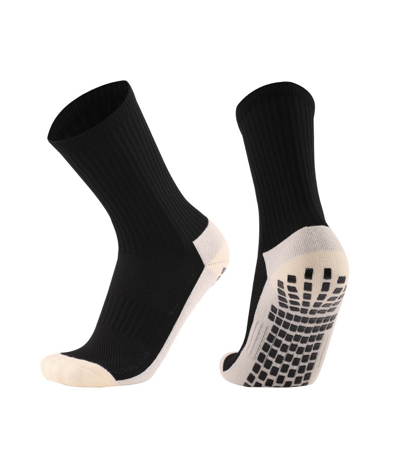 Unisex Color Matching Anti-Slip Thickening Towel Bottom Sport Mid-Calf Socks