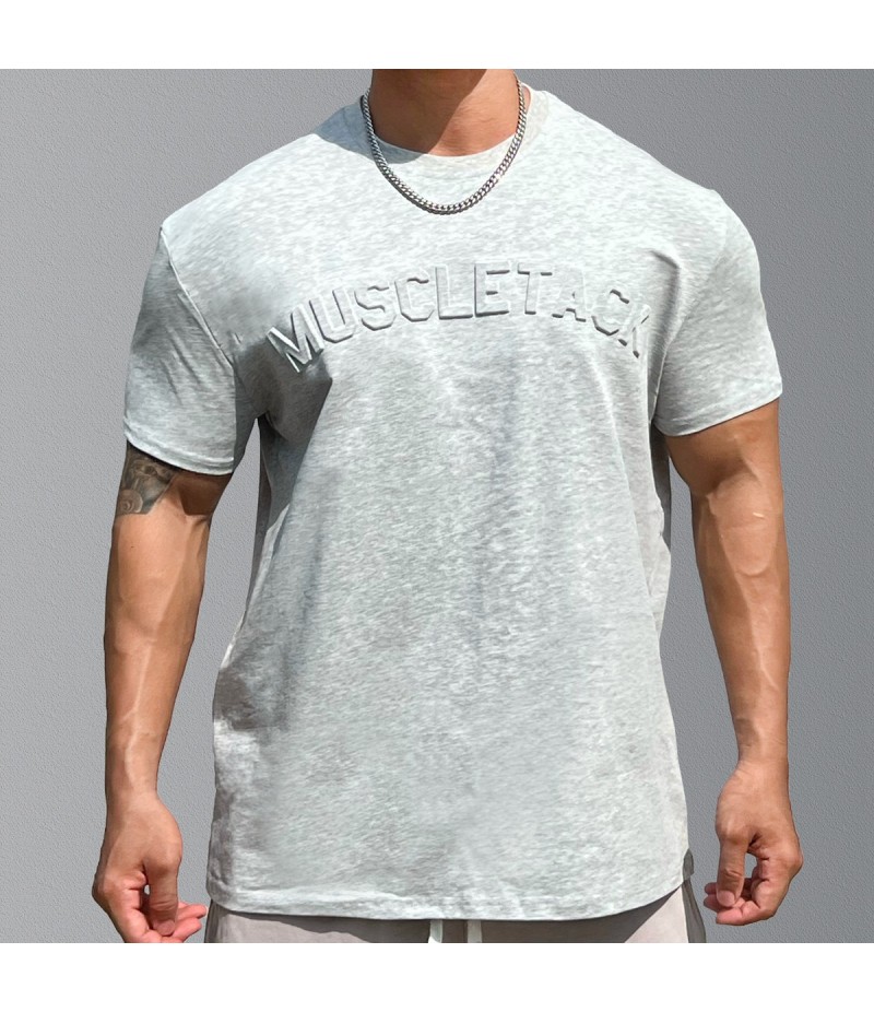 Men Fashion Casual Basic Solid Color Alphabet Short Sleeve Round Neck T-Shirt